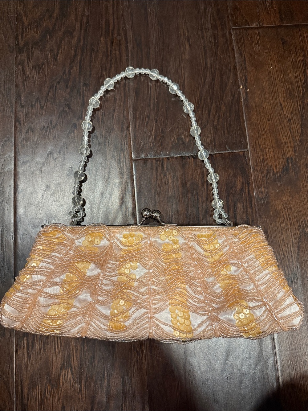 Gold Beaded Evening Clutch Handbag